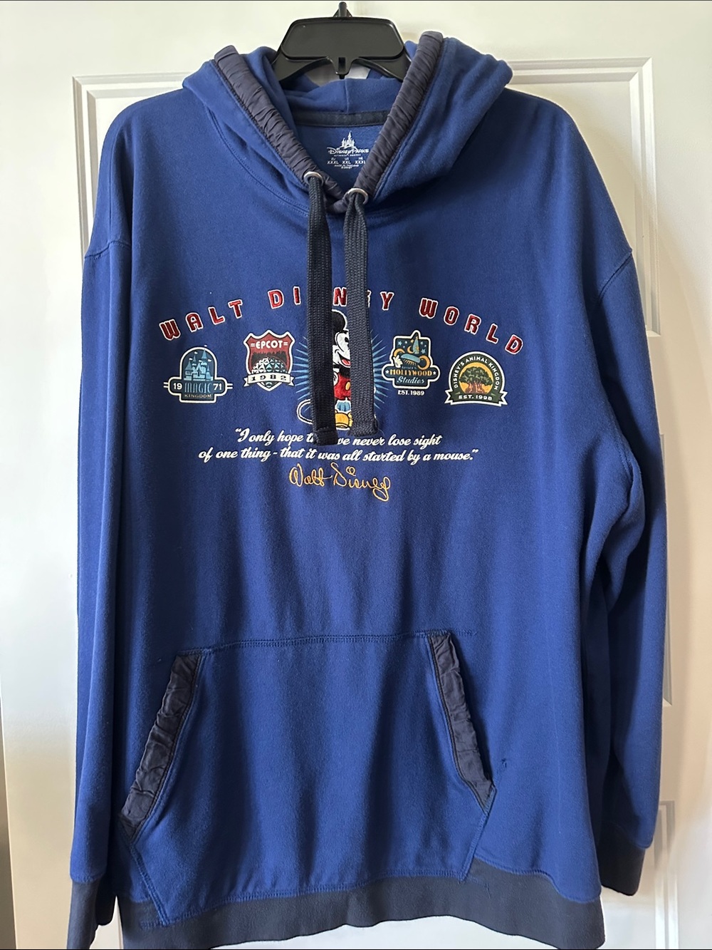 Disney Royal Blue Walt Disney World Pullover Hoodie with Graphic Patch Art